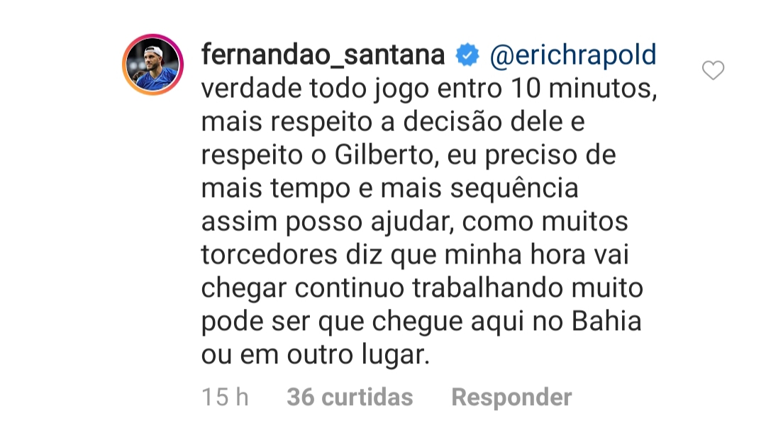 Fernandão responde a cobrança no Instagram: 'fala com o Roger