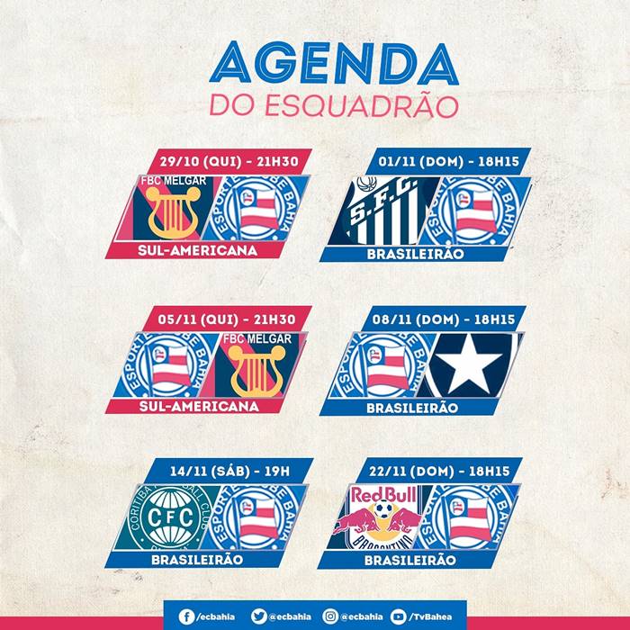 CBF divulga detalhes dos jogos do Bahia da 11ª à 15ª rodada da Série A do  Brasileiro - PRADO AGORA