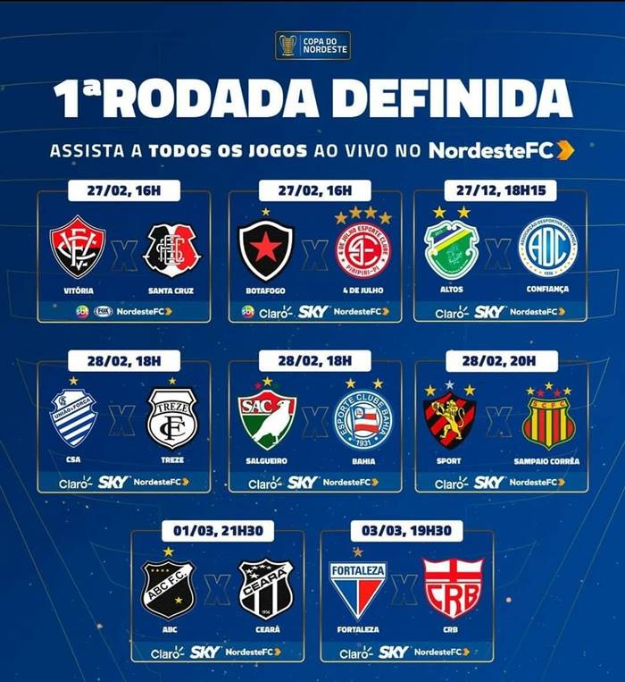 Jogos de futebol hoje na TV: veja onde assistir e o horário das partidas de  terça (21) - Jogada - Diário do Nordeste